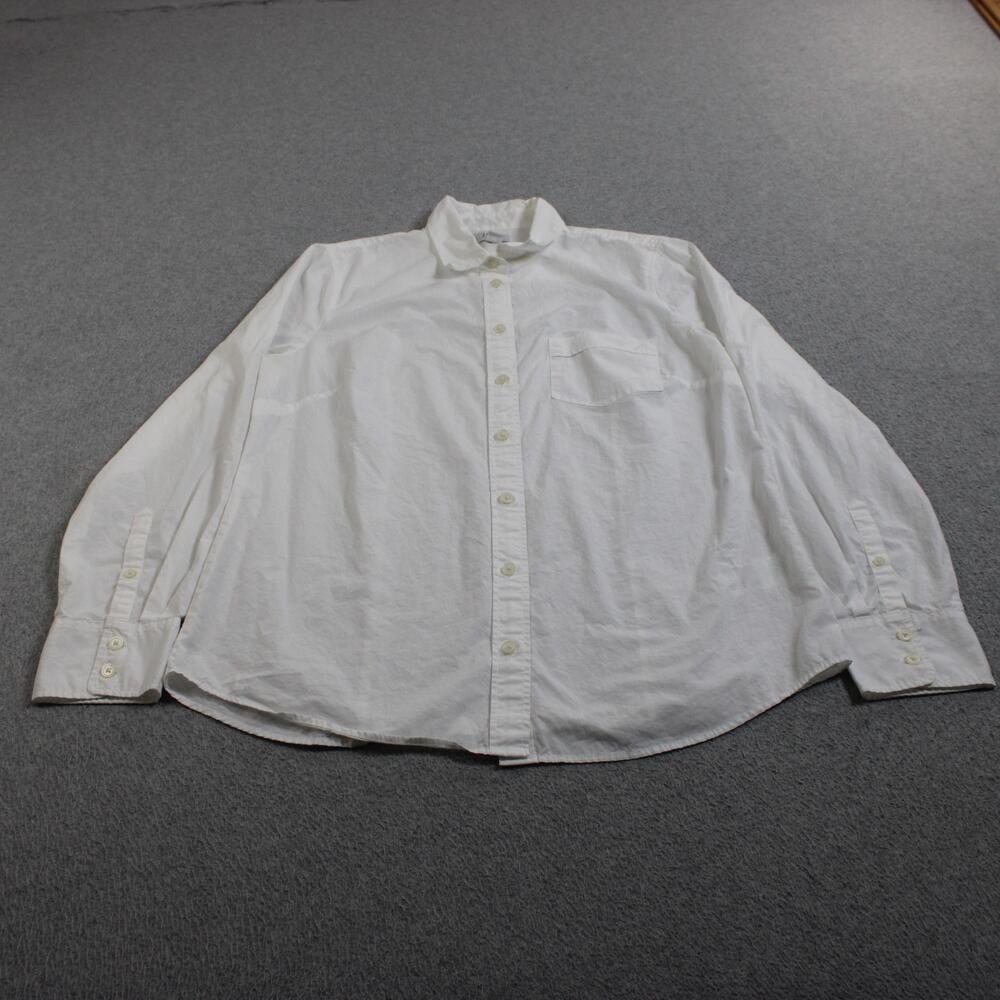 J Crew Shirt Mens Medium White Solid Button Long Sleeve Cotton Office Heritage